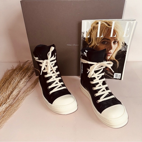 RICK OWENS Black High Sneakers - Picture 1 of 5